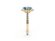 Oval Raised Halo Engagement Ring Setting for a Fancy Blue Lab-Grown Diamond | Yellow Gold