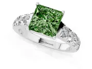Princess Cut Engagement Ring Setting for a Fancy Green Lab-Grown Diamond | Sterling Silver - Design NV-24643