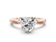 Heart-Shaped Twisted Solitaire Engagement Ring Setting | Beaded Twist Band | Rose Gold
