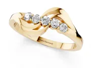 Round Lab-Grown Diamond Crossover Wedding Band | S-Curve Sweeps | Yellow Gold