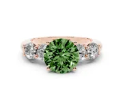 Round 5 Stone Engagement Ring Setting for a Fancy Green Lab-Grown Diamond | Rose Gold