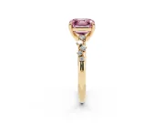 Asscher Cut Graduated Engagement Ring Setting for a Fancy Pink Lab-Grown Diamond | Yellow Gold