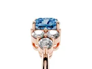 Cushion Cut Cluster Side Stone Engagement Ring Setting for a Fancy Blue Lab-Grown Diamond | Plain Band | Rose Gold