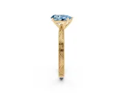Pear-Shaped Engraved Engagement Ring Setting for a Fancy Blue Lab-Grown Diamond | Yellow Gold