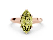 Fancy Yellow Marquise Cut Diamond Solitaire Engagement Ring Set in Rose gold with Flat Band and Prong Setting