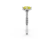 Round Floral Petal Engagement Ring Setting for a Fancy Yellow Lab-Grown Diamond | Petal Accents | Sterling Silver