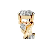 Round Twisted Vine Engagement Ring Setting | Marquise Side Stones | Yellow Gold