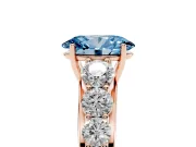 Oval Graduated Side Stone Engagement Ring Setting for a Fancy Blue Lab-Grown Diamond | Flat Top Band | Rose Gold