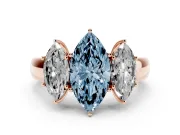 Marquise 3 Stone Engagement Ring Setting for a Fancy Blue Lab-Grown Diamond | Rose Gold