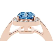 Cushion Cut Framed Halo Engagement Ring Setting for a Fancy Blue Lab-Grown Diamond | Rose Gold
