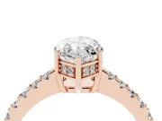 Marquise Hidden Halo Solitaire Engagement Ring Setting | Shared Prong Band | Rose Gold