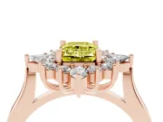 Emerald Cut Engagement Ring Setting for a Fancy Yellow Lab-Grown Diamond | Rose Gold - Design NV-24790
