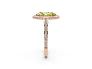 Fancy Yellow Marquise Cut Diamond Halo Pavé Split Shank Ring Set in Rose gold with Prong Setting