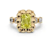 Emerald Cut Floral Engagement Ring Setting for a Fancy Yellow Lab-Grown Diamond | Petal Frame | Yellow Gold