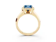 Asscher Cut Knife-Edge Halo Engagement Ring Setting for a Fancy Blue Lab-Grown Diamond | Yellow Gold