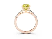 Fancy Yellow Princess Cut Diamond Solitaire Set in Rose gold with Side Baguettes and Channel Set Band