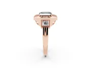 Asscher Cut Milgrain Sectioned Halo Engagement Ring Setting for a Black Center | Rose Gold