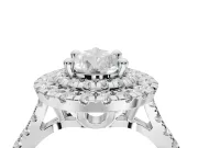 Pear-Shaped Double Halo Engagement Ring Setting | Pave Shoulders | Platinum