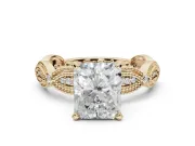 Radiant Cut Vintage Milgrain Engagement Ring Setting | Graduated Stations | Yellow Gold