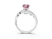 Fancy Pink Princess Cut Diamond Solitaire Ring Set in Silver with Pavé Twist Band and Secure Prong Setting