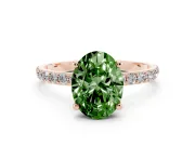 Oval Pave Solitaire Engagement Ring Setting for a Fancy Green Lab-Grown Diamond | Pave Shoulders | Rose Gold