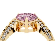Heart-Shaped Bypass Solitaire Engagement Ring Setting for a Fancy Pink Lab-Grown Diamond | Pavé Ribbon | Yellow Gold