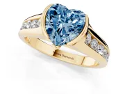 Heart-Shaped Half Bezel Engagement Ring Setting for a Fancy Blue Lab-Grown Diamond | Yellow Gold