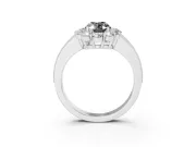 Oval Vintage Halo Engagement Ring Setting for a Black Center | Milgrain Channel Band | Platinum