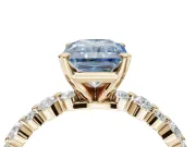 Radiant Cut Pavé Engagement Ring Setting for a Fancy Blue Lab-Grown Diamond | Alternating Accents | Yellow Gold