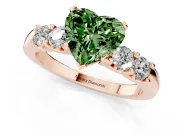 Heart-Shaped Five Stone Engagement Ring Setting for a Fancy Green Lab-Grown Diamond | Rose Gold