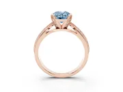 Oval Milgrain Solitaire Engagement Ring Setting for a Fancy Blue Lab-Grown Diamond | Rose Gold