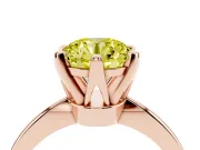 Fancy Yellow Round Cut Diamond Solitaire Engagement Ring Set in Rose gold with Slim Tapered Solitaire Band