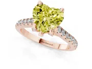Heart-Shaped Hidden Halo Pave Engagement Ring Setting for a Fancy Yellow Lab-Grown Diamond | Claw Prongs | Rose Gold