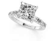 Princess Cut Diamond Solitaire Set in Platinum with Side Baguettes and Channel Set Band