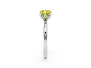 Cushion Cut Hidden Halo Engagement Ring Setting for a Fancy Yellow Lab-Grown Diamond | Plain Band | Sterling Silver