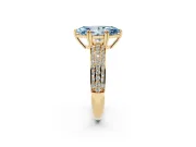 Marquise Three Row Pave Engagement Ring Setting for a Fancy Blue Lab-Grown Diamond | Yellow Gold