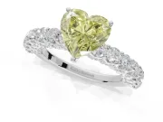 Heart-Shaped Shared Prong Engagement Ring Setting for a Fancy Yellow Lab-Grown Diamond | Platinum