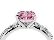Cushion Cut Graduated Engagement Ring Setting for a Fancy Pink Lab-Grown Diamond | Sterling Silver