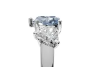 Heart-Shaped Three Stone Engagement Ring Setting for a Fancy Blue Lab-Grown Diamond | Tapered Band | Sterling Silver