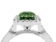 Emerald Cut Twist Halo Engagement Ring Setting for a Fancy Green Lab-Grown Diamond | White Gold
