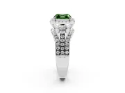 Asscher Cut Halo Split Shank Engagement Ring Setting for a Fancy Green Lab-Grown Diamond | White Gold