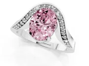 Oval Bypass Solitaire Engagement Ring Setting for a Fancy Pink Lab-Grown Diamond | Pavé Ribbon | Sterling Silver