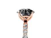 Round Pavé Solitaire Engagement Ring Setting for a Black Center | Fine Line Pavé Band | Rose Gold