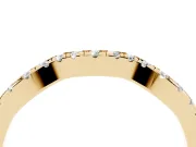 Round Lab-Grown Diamond Double Dip Curved Pavé Wedding Band | Scalloped Top | Yellow Gold