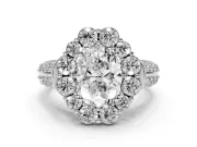 Oval Large Accent Halo Engagement Ring Setting | Graduated Pavé | Sterling Silver