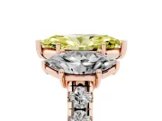 Marquise Three Stone Engagement Ring Setting for a Fancy Yellow Lab-Grown Diamond | Accented Shoulders | Rose Gold