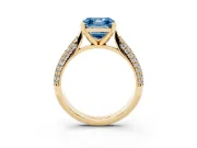Asscher Cut Pavé Engagement Ring Setting for a Fancy Blue Lab-Grown Diamond | Multi-Row Shoulders | Yellow Gold