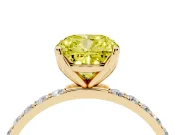 Cushion Cut Pave Solitaire Engagement Ring Setting for a Fancy Yellow Lab-Grown Diamond | Slim Band | Yellow Gold