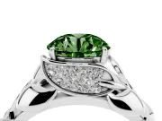 Round Leaf Bypass Engagement Ring Setting for a Fancy Green Lab-Grown Diamond | Sterling Silver