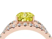 Cushion Cut Pavé Engagement Ring Setting for a Fancy Yellow Lab-Grown Diamond | Rose Gold - Design NV-24679